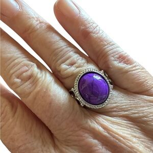 Elegant Oval Purple Stone Silver Ring
